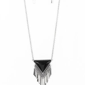 Paparazzi Silver Necklace with Black Triangle Pendant Badlands Bonanza Fashion